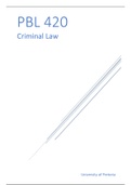 PBL 420 - Criminal Law - Semester test 1 complete notes
