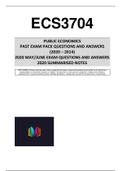 ECS3704 PAST EXAM PACK ANSWERS (2020 - 2014) & 2020 BRIEF NOTES