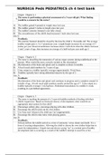 NUR0416 Peds PEDIATRICS ch 4 test bank correct answers displayed and rationale