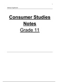 Summary of Gr 11 Consumer Studies Syllabus