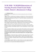 NUR 2058 / NUR2058 Dimensions of Nursing Practice Final Exam Study Guide | Rated A |Rasmussen College