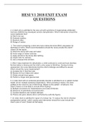 HESI V1 2018 EXIT EXAM QUESTIONS