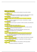 BIOLOGY MCB 3023 HESI A2 Biology Questions and Answers