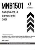 MNB1501  ASSIGNMENT 1 SEMESTER 1 2021 SOLUTIONS