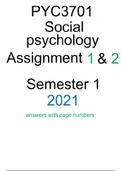 PYC3701 Social Psychology Assignment 1 & 2 Semester 1 2021 answers