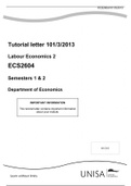 ECS2604 Labour Economics SUMMARY CHAPTER 1 TO 11 (121 pages)