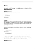  NUR 2900 Ch. 3: Critical Thinking, Ethical Decision Making, and the Nursing Process(Questions and Answers)2020/2021