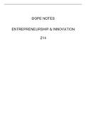 Second Year Entrepreneurship and Innovation Notes: 214 and 244