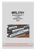 MRL3701 (100% PASS!) Assignment 1 - Questions and Answers (SUPER SEMESTER)