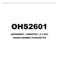 OHS2601 Assignment 1 (2021) Answers