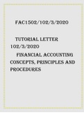 FAC1502 102/3/2020-Tutorial letter 102/3/2020-Financial Accounting Concepts Principles and Procedures
