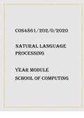 COS4861 20202020 Natural Language Processing Year module