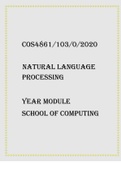 COS4861 10302020 Natural Language Processing Year module School of Computing