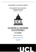 ECON0005 (Statistical Methods in Economics) Summary - UCL Economics BSc