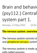 psychology(brain and behaviour) introduction to the nervous system part 1