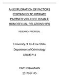 A research proposal outlining possible research for Intimate Partner Violence Within Male homosexual relationships.