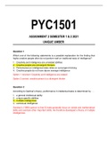 PYC1501 Assignment 2 Semester 1 & 2 2021