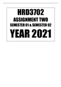 HRD3702 - Management Of Training And Development Assignment 02 S1&s2 Year 2021