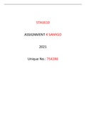 STA1610 ASSIGNMENT 4 YEARLY MODULE 2021 [Unique No.: 754286]