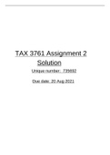 TAX3761 ASSIGNMENT 2 2021    (100% pass guaranteed)