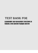 TEST BANK FOR LEADERSHIP AND MANAGEMENT FUNCTIONS IN NURSING 10TH EDITION