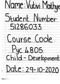 Exam (elaborations) Developmental Psychology PYC4805 (PYC4805)  Child Development, ISBN: 9780205149766