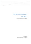 SPORT PSYCHOLOGY PYC4812 Assignment