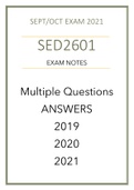 SED2601 exam notes multiple questions 2021 ,2020,2019