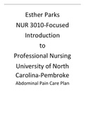 Abdominal Pain Care Plan |Elaborated| NUR 3010-Focused Introduction to Professional Nursing 