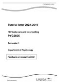 HIV/Aids care and counselling PYC2605 Semester 1 Department of Psychology Feedback on Assignment 02