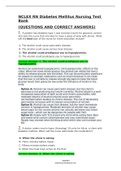 NCLEX RN Diabetes Mellitus Nursing Test Bank (QUESTIONS AND CORRECT ANSWERS)