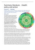 Summary Literature Health Policy and Action