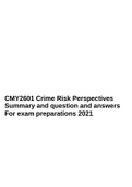 CMY2601 Crime Risk Perspectives Summary and question and answers For exam preparations 2021