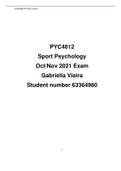 PYC4812 Sport psychology exam 2021  answers 