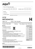  2020  GCSE Maths Aqa Past Paper 1 Higher Tier