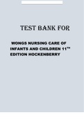WONGS NURSING CARE OF INFANTS AND CHILDREN 11TH EDITION HOCKENBERRY TEST BANK.