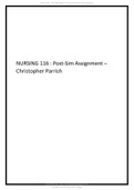 NURSING 116 Post-Sim Assignment – Christopher Parrish.