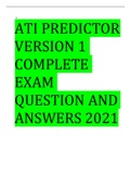 ATI PREDICTOR VERSION 1 COMPLETE EXAM QUESTION AND ANSWERS