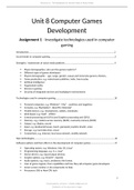 2024 Unit 8 Computer Games Development - Assignment 1 (DISTINCTION*) Investigate technologies used in computer gaming