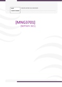 Exam (elaborations) MNG3701 - Strategic Management (MNG3701) Oct/Nov 2021 Exam Memo