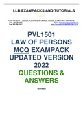 2022 PVL1501 LAW OF PERSONS - LATEST MCQ  EXAMPACK
