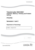 Tutorial Letter 203/3/2021 Cognition: Memory, Thinking and Problem Solving PYC3703
