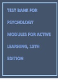 Test bank for Psychology Modules for Active Learning, 12th Edition