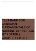 Test Bank for Canadian Fundamentals of Nursing 6th Edition by Potter > all chapters 1-48