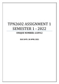 TPN2602 ASSIGNMENT 1 SEMESTER 1 - 2022 (618912)