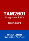 TAM2601 - Assignment Tut201 feedback (Questions & Answers) (2018-2021) 