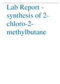 Lab Report - synthesis of 2-chloro-2-methylbutane