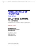 Solution Manual for Fundamentals of Photonics, 2 Volume Set 3rd Edition Saleh