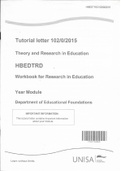 Theory and Research in Education workbook Section A
