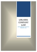 Exam (elaborations) COMPANY LAW LML4806 (LML4806)PORTFOLIO EXAM RESPONSES 24/02/2022 